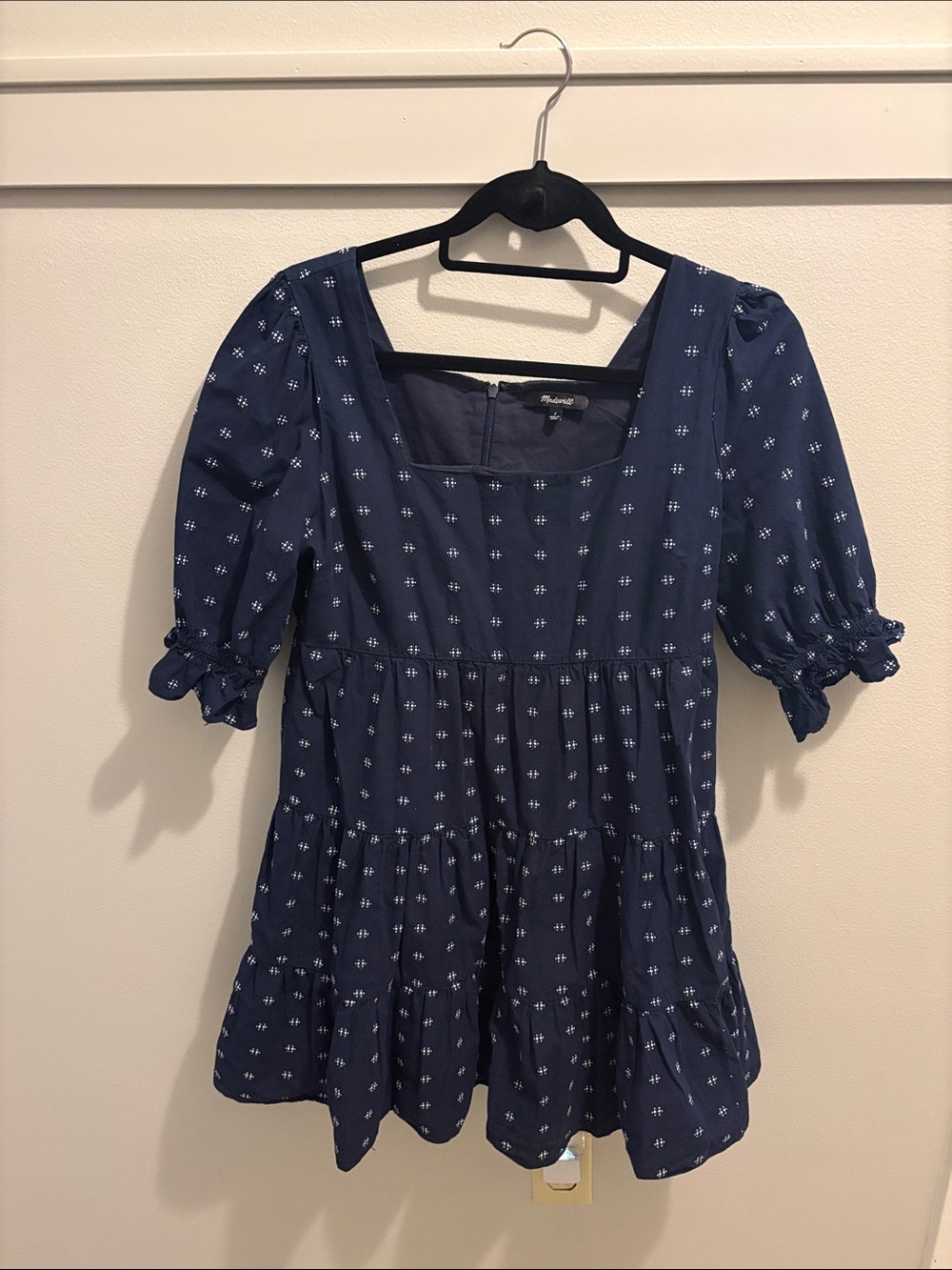 Madewell Navy Square-Neck Tiered Babydoll Tunic